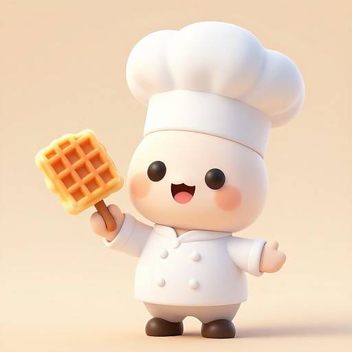 Cute Chef with Waffle Invitation