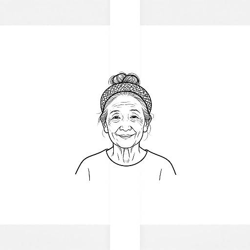 Minimalist Elderly Woman Line Portrait