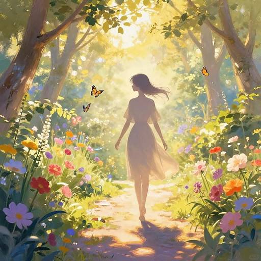 Graceful Silhouette in Lush Garden