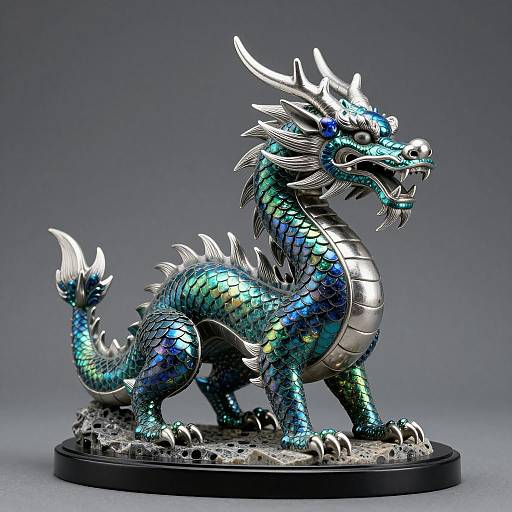 Iridescent Fordite Dragon Sculpture Art