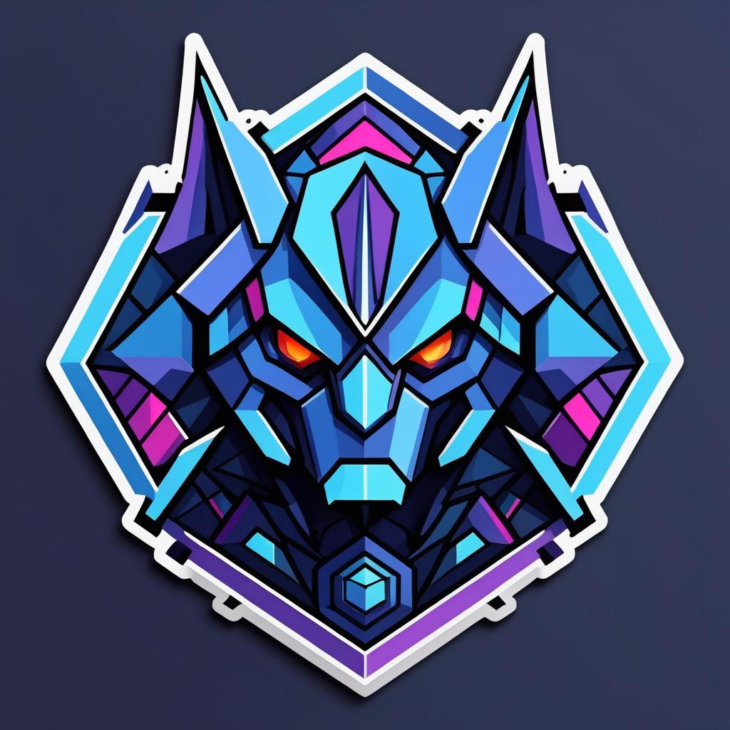 Geometric Mechashot Gargoyle Sticker Design