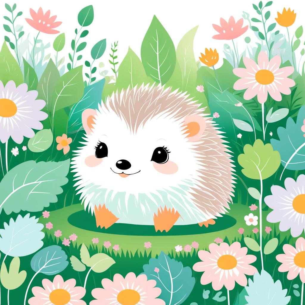 Whimsical Cartoon Baby Hedgehog Illustration