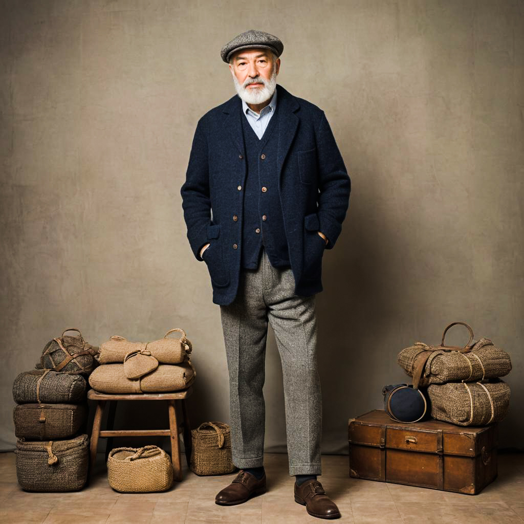 Chic Parisian Elderly Man in Tweed