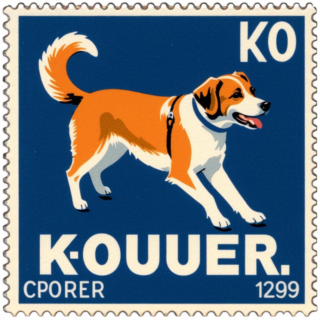 Playful Dog Postage Stamp Design