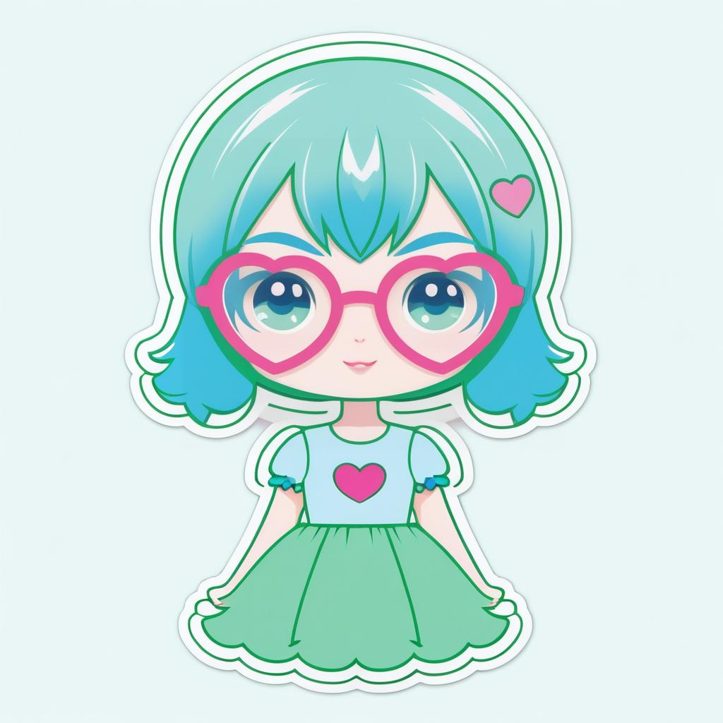 Kawaii Girl Die-Cut Sticker Design