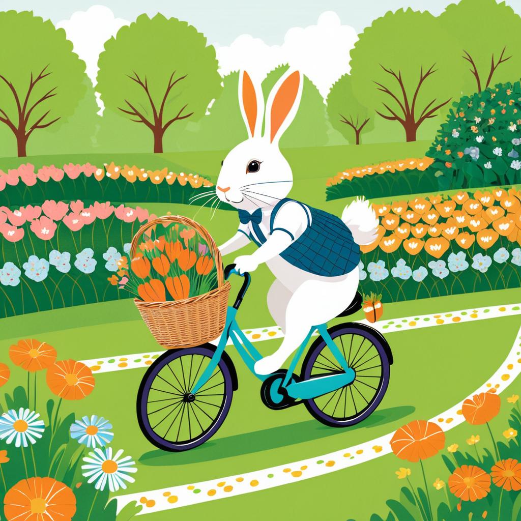 Whimsical Rabbit on a Bicycle Adventure