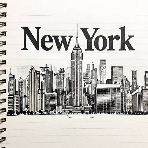 Hand-Drawn Manhattan Skyline Sketch