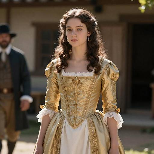 Sunlit 18th-Century Lady in Gold