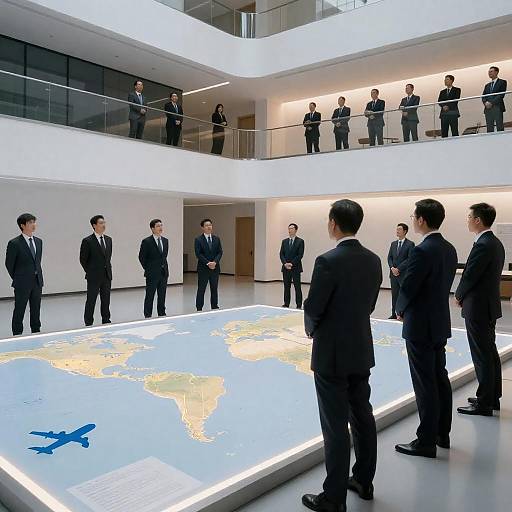 Strategic Discussion Around World Map