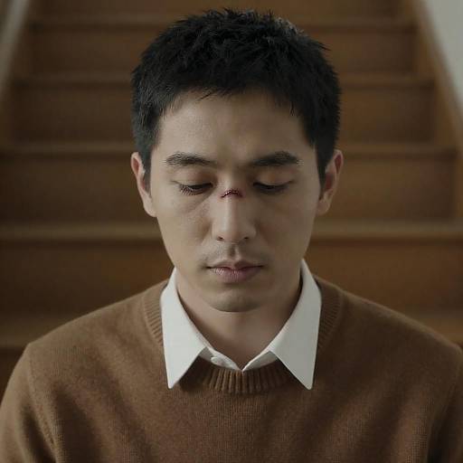 Serious Male Portrait with Wound