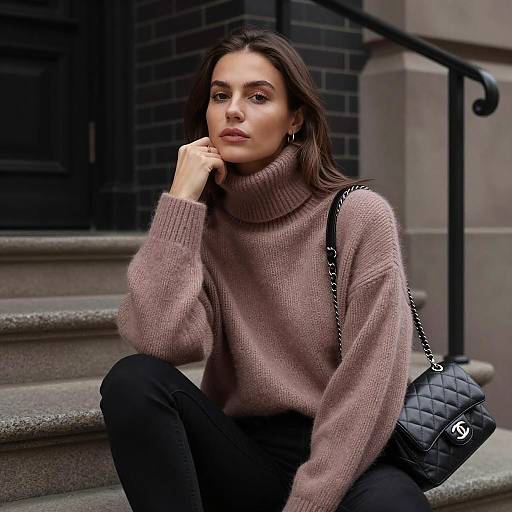 Stylish Woman in Cozy Urban Setting