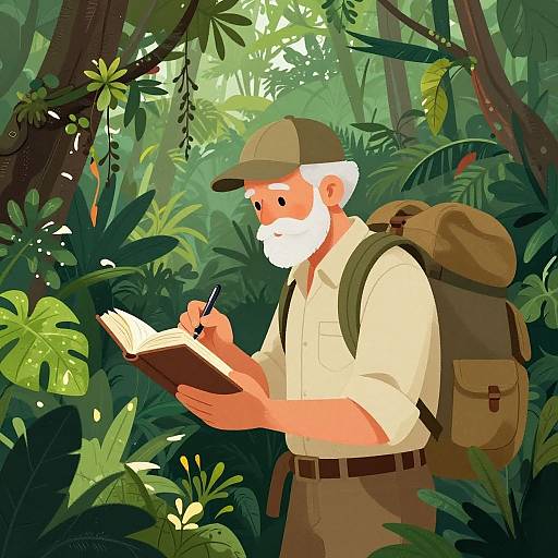 Elderly Explorer in Tropical Jungle