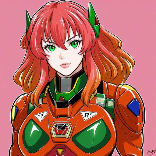 Illustration of Aida rayhunton, gundam in the style of Amog