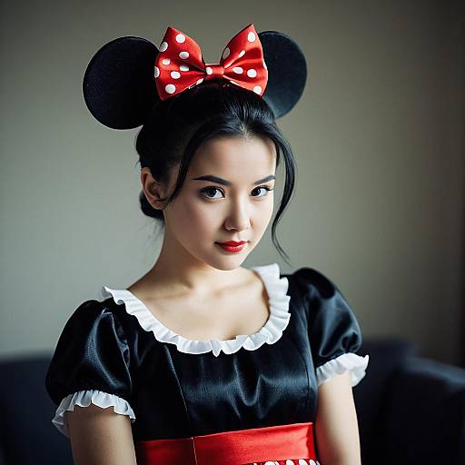 Woman in Minnie Mouse Costume