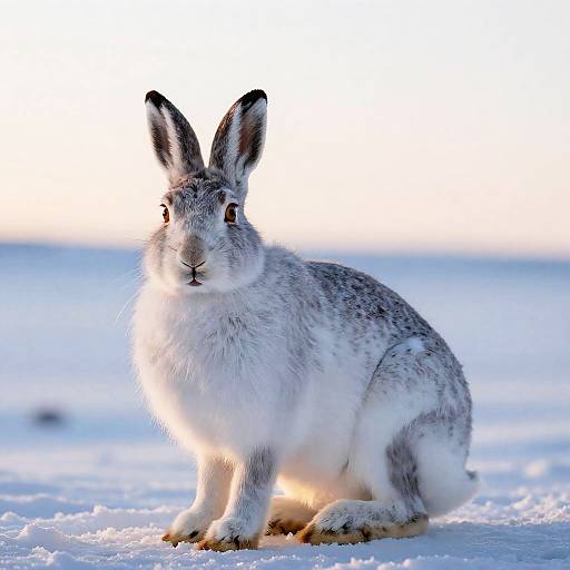 Vibrant White Hare on Frozen Tundra