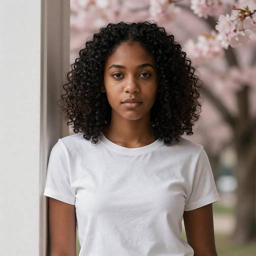 Soft Doorway Portrait with Cherry Blossoms