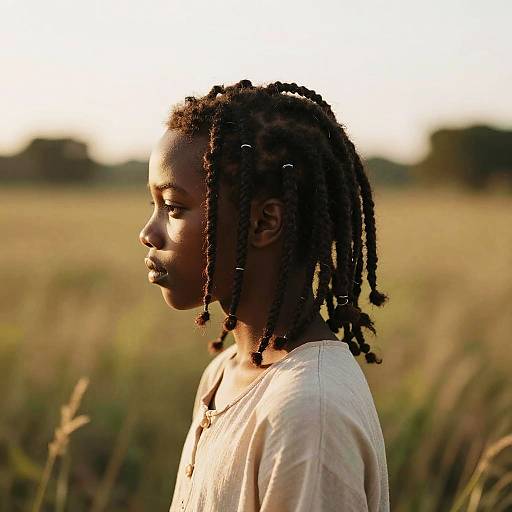 Serene Black Boy with Dreads in Nature