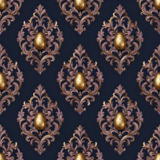 Navy Rococo Lilacs Wallpaper