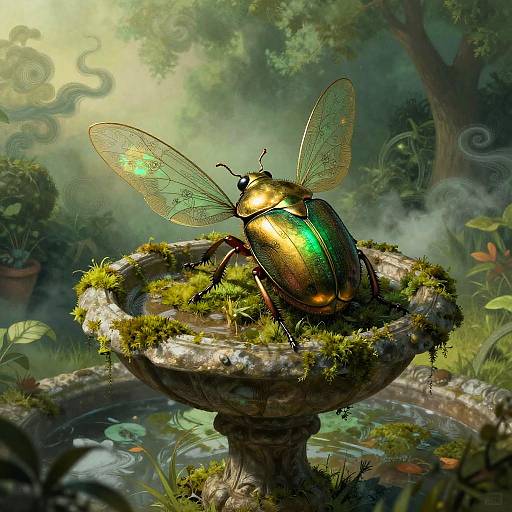 Emerald Brass Beetle in Abandoned Garden