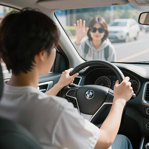 Backseat View of Two Urban Characters