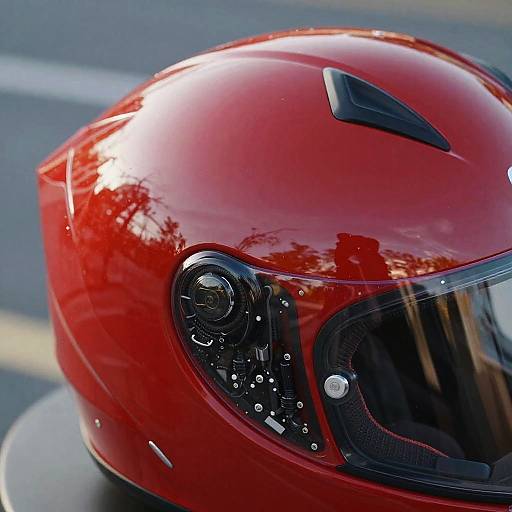 Photorealistic Macro Red Motorcycle Helmet