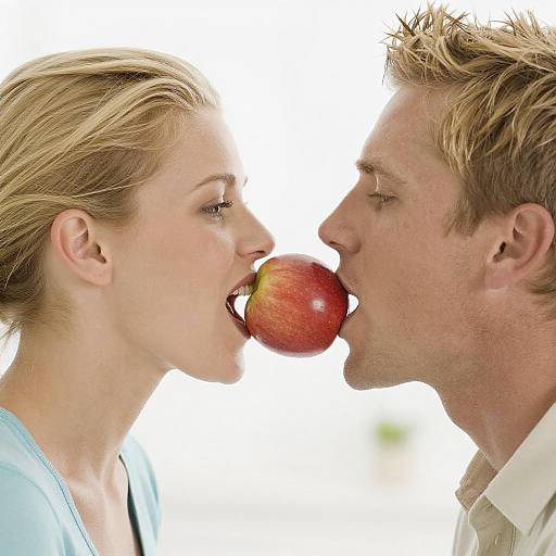 Intimate Moment: Apple Bite Close-Up