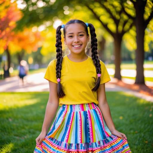 Playful Girl in Colorful Park Setting