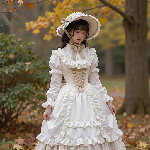 Elegant Victorian Costume in Autumn Setting