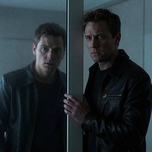 Two Men Behind Frosted Glass Door