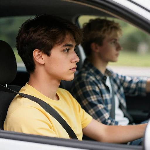 Young Men Driving with Dynamic Expressions