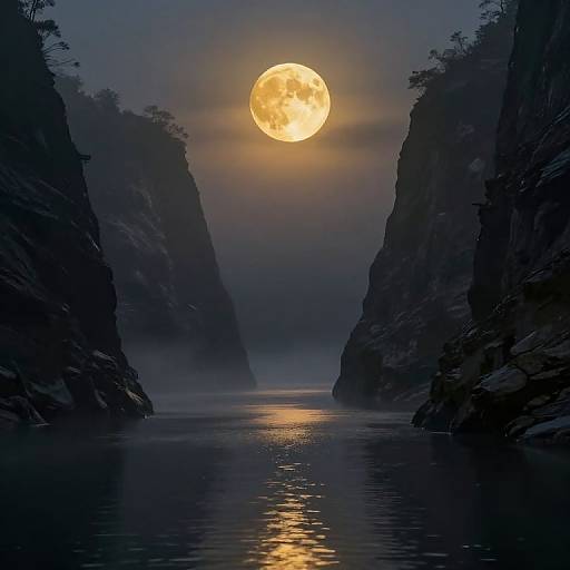 Golden Moon Over Misty Canyon