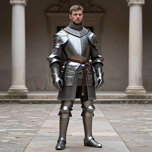 Medieval Knight in Armor with Sword