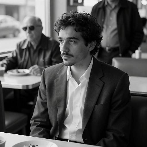 Atmospheric Diner Scene in Black and White