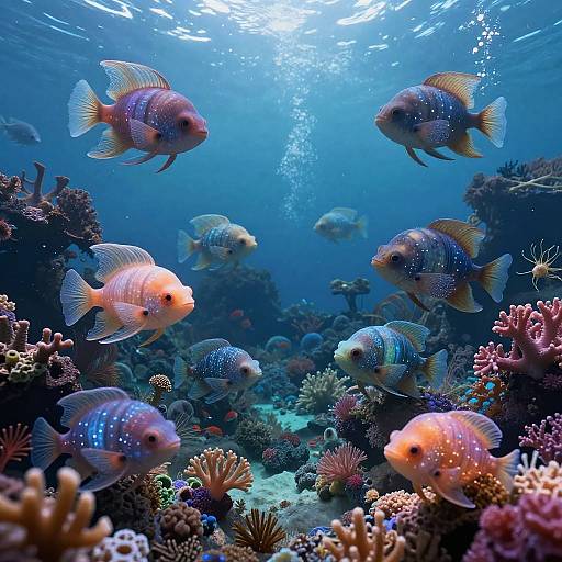 Surreal Bioluminescent Underwater World