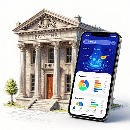 Crayon Drawing of Futuristic Bank App