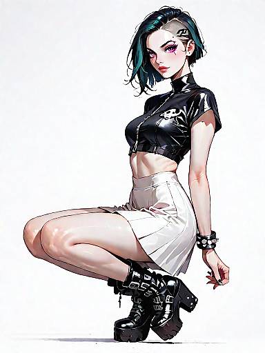 Punk-Inspired Woman Full-Body Skater Look