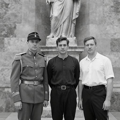 Black-and-White Historical Trio Portrait