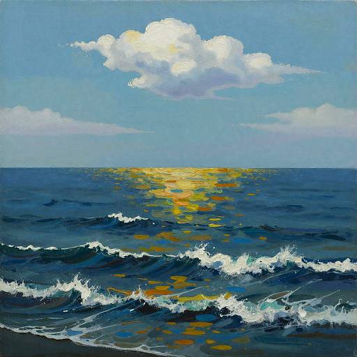 Surreal Acrylic Ocean: Colorful Abstract Waves