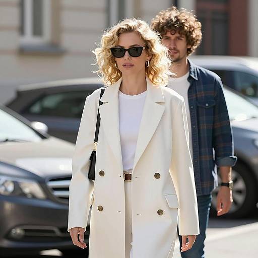 Stylish Couple in Sunlit Urban Setting