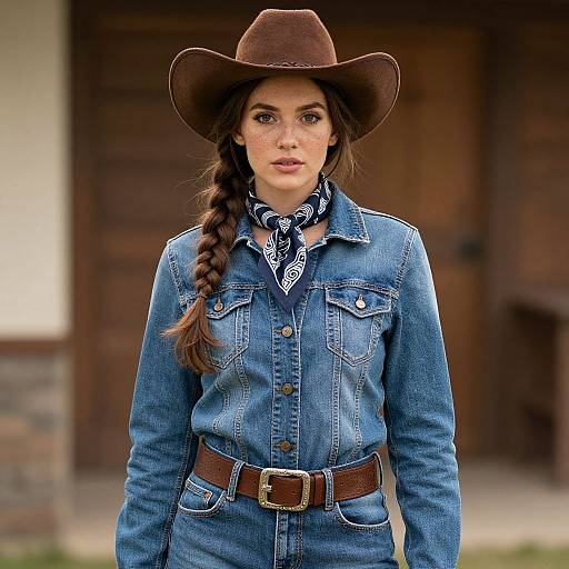 Realistic Female Cowboy Costume Portrait