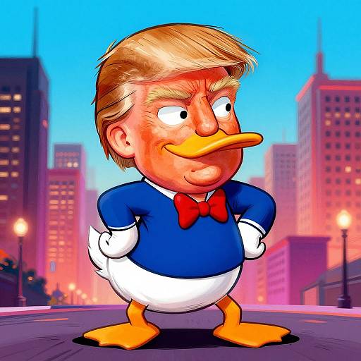 Trump-Donald Duck Hybrid Caricature