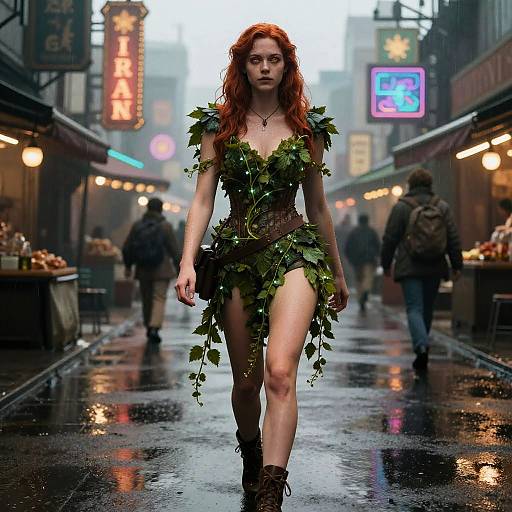 Dystopian Rebel Scout in Bioluminescent Vines