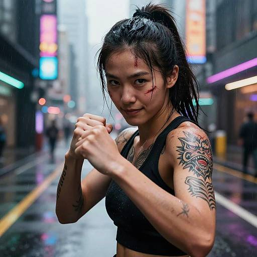 Futuristic Street Fighter Asian Girl