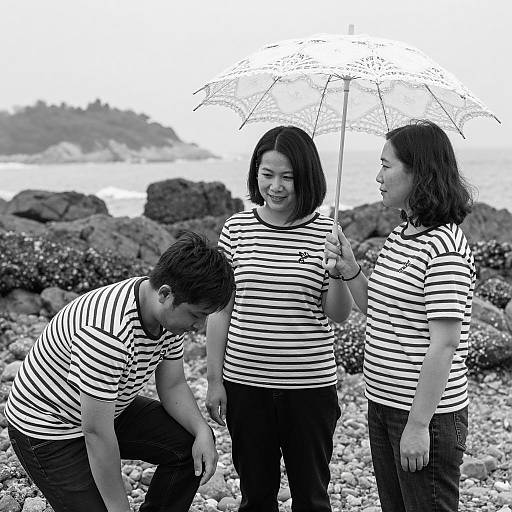 Three Women at a Rocky Beach