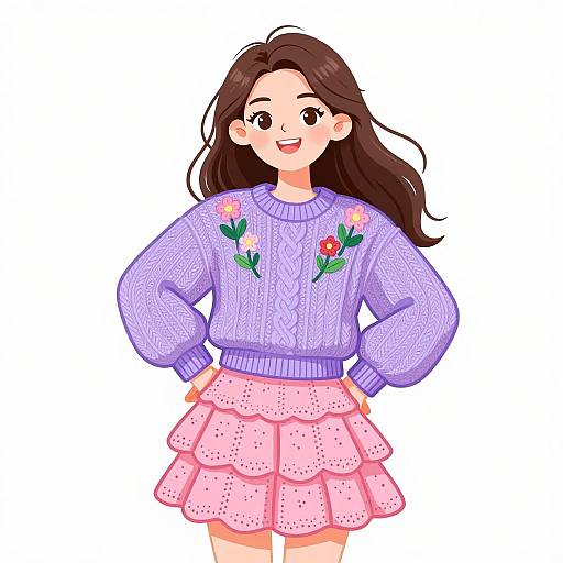 Playful Romantic Woman in Lavender Sweater