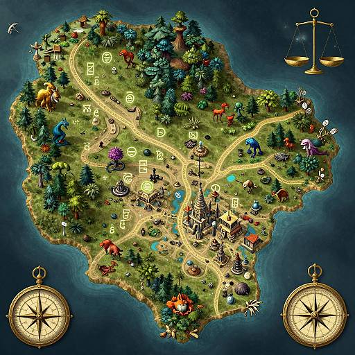 Fantasy Map of Legendary Lost Continent