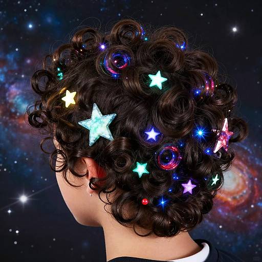 Cosmic Hairstyles with Glowing Nebula Curls