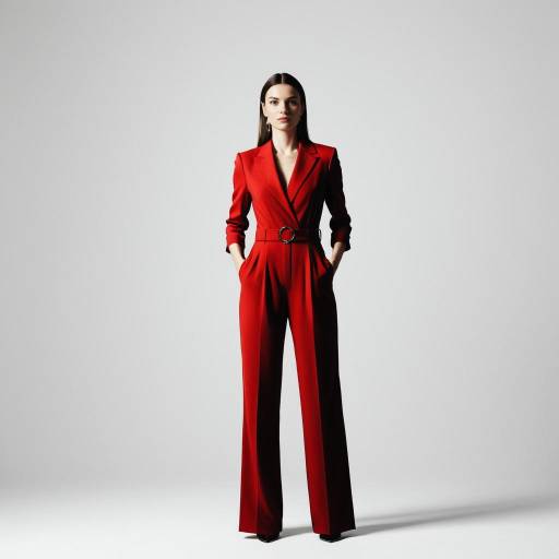 Elegant Woman in Bold Red Jumpsuit