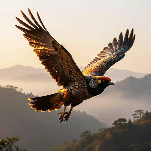 Majestic Cauda Bird at Dawn