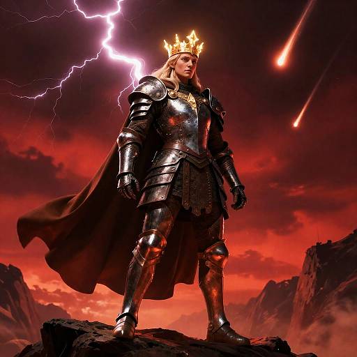 Battle-Scarred Warrior Queen with Glowing Crown